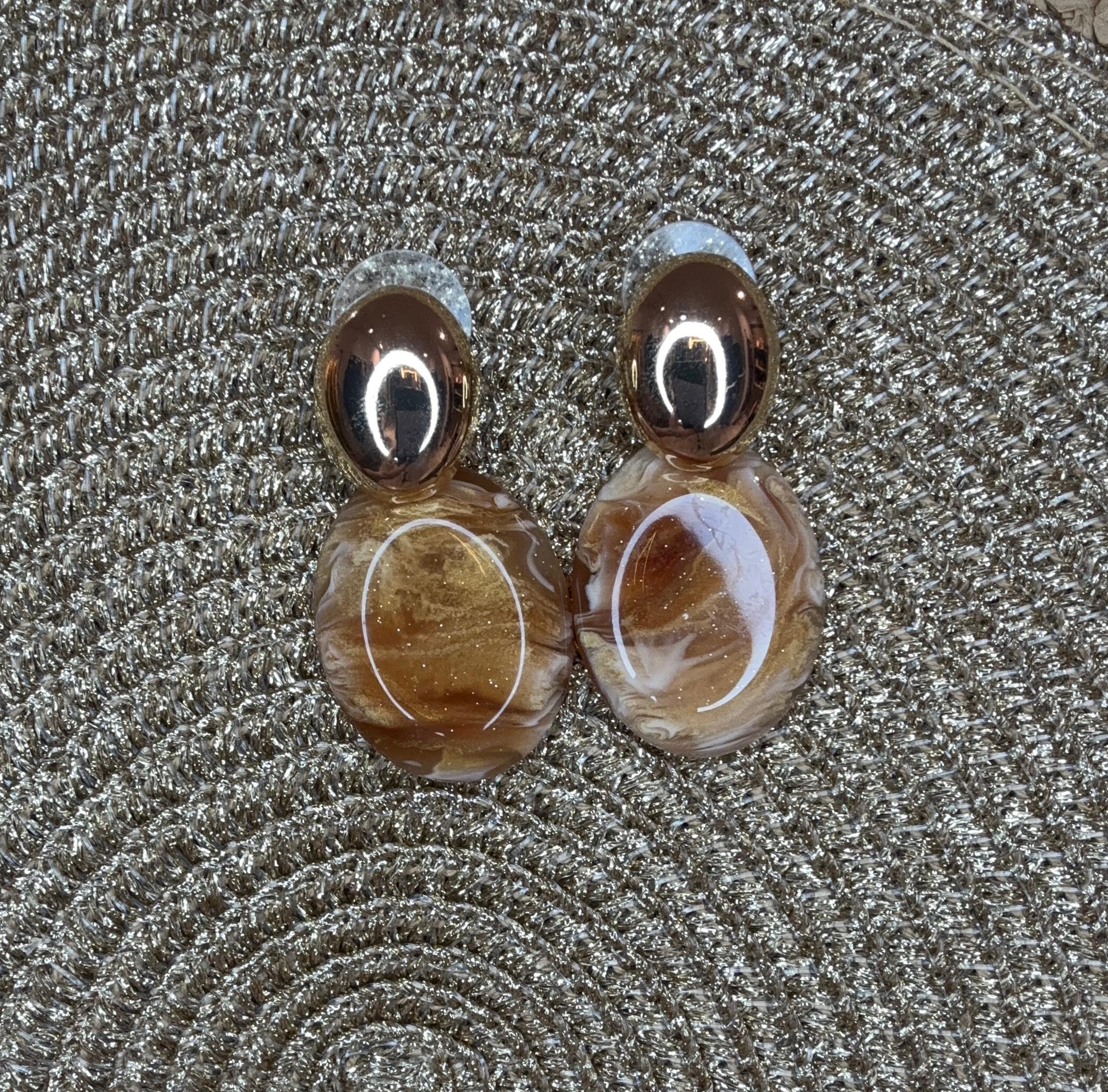 Pendientes  acero  piedra resina