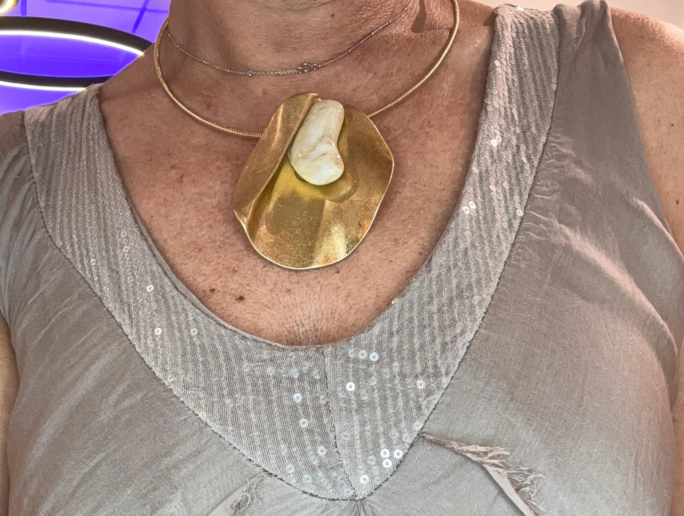 Gargantilla acero  piedra Luna