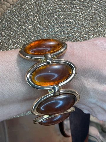 Brazalete acero Ámbar piedra resina