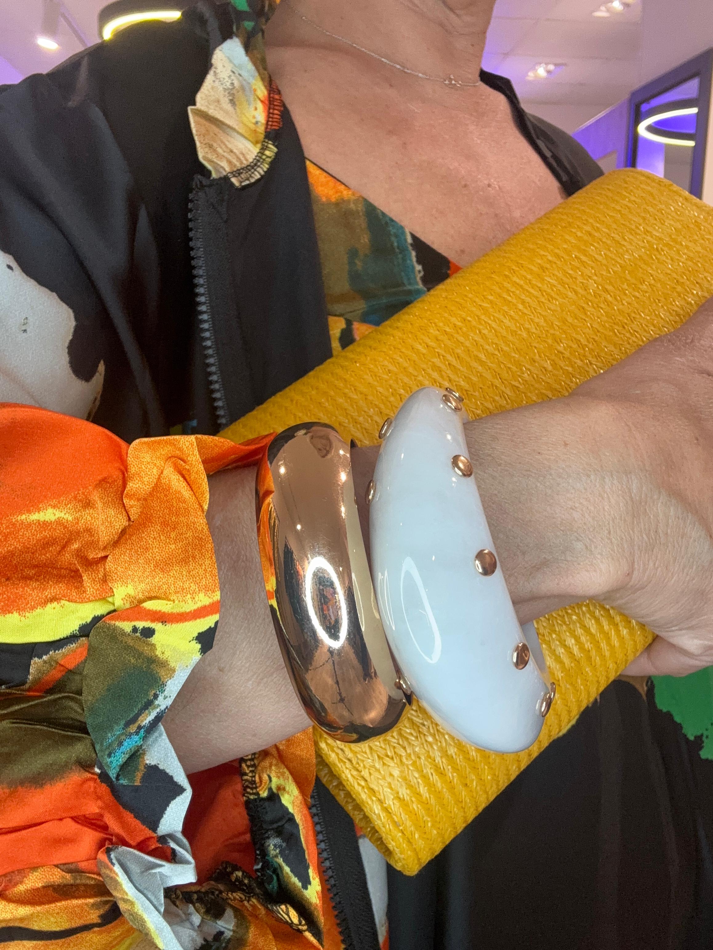 Dúo pulseras  acero y resina tachas