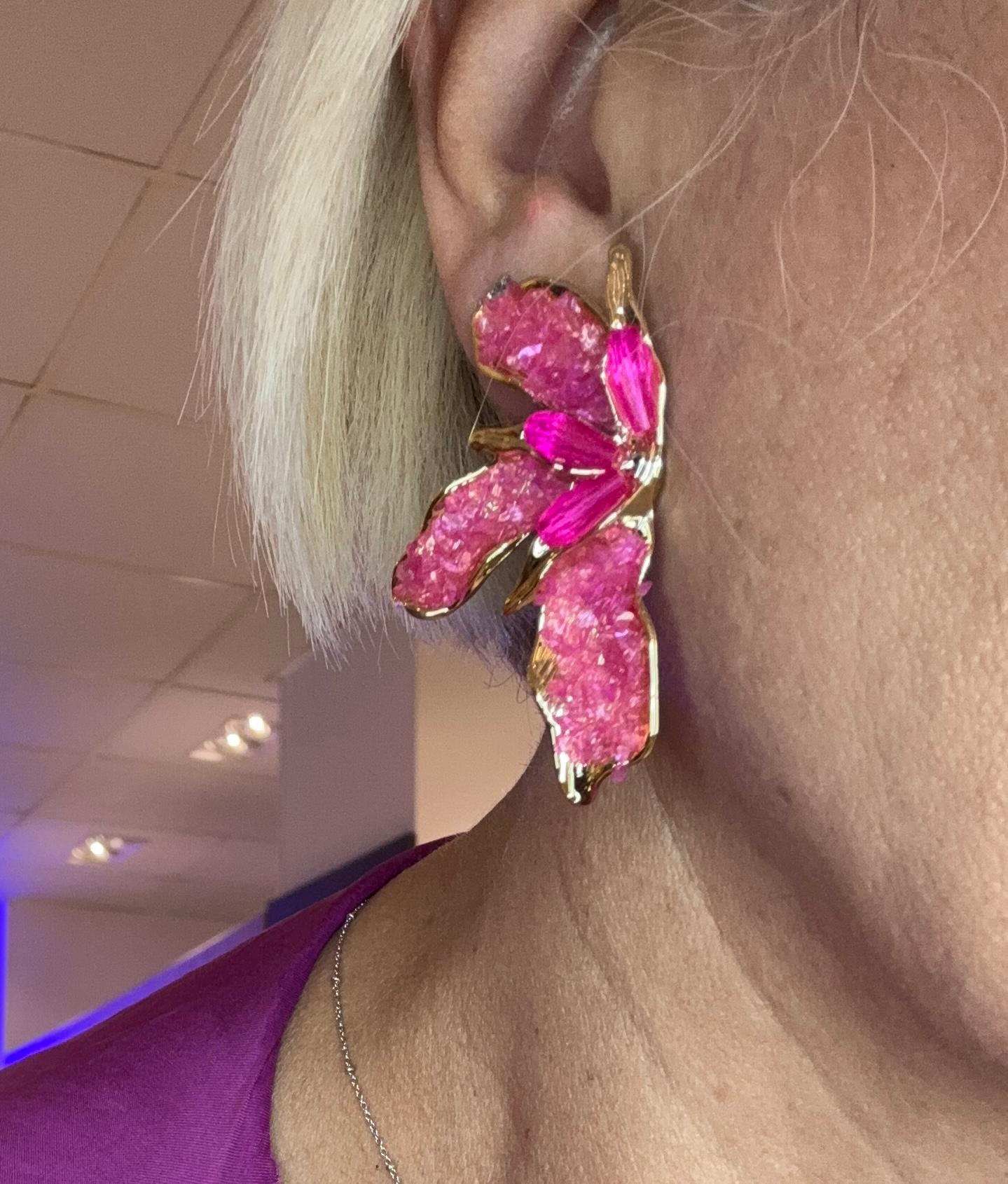 Pendientes  Flor acero