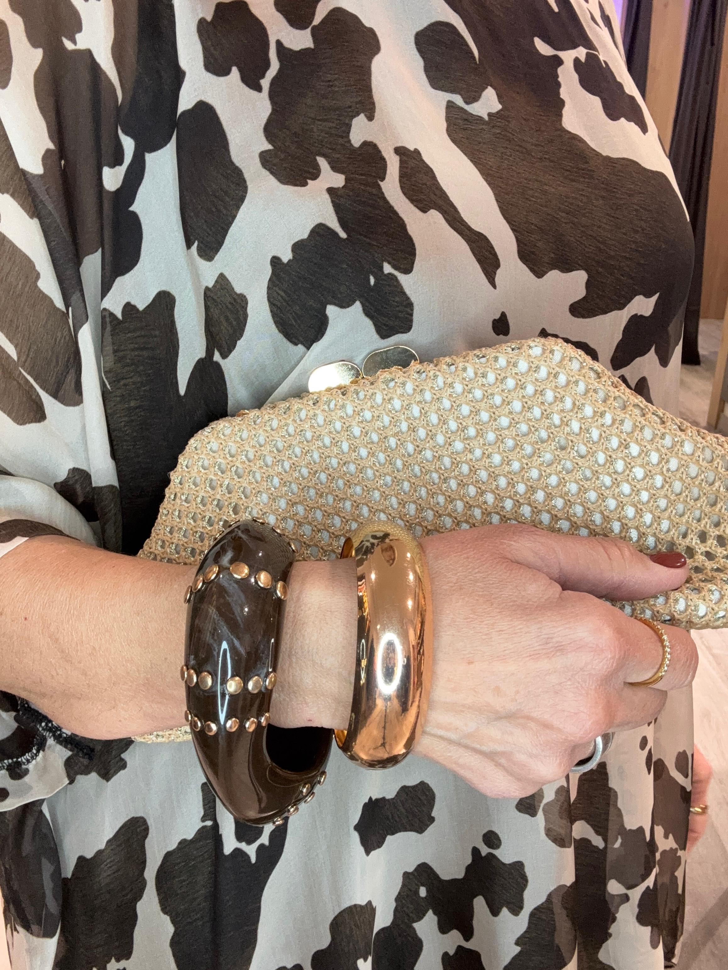 Dúo pulseras resina y acero Tachas