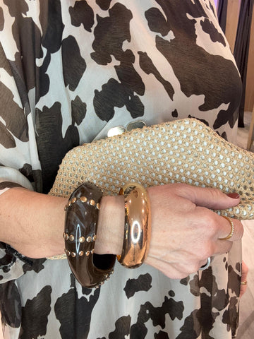 Dúo pulseras resina y acero Tachas