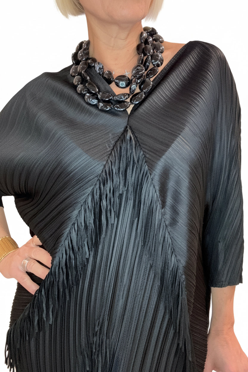 Vestido Flecos Negro