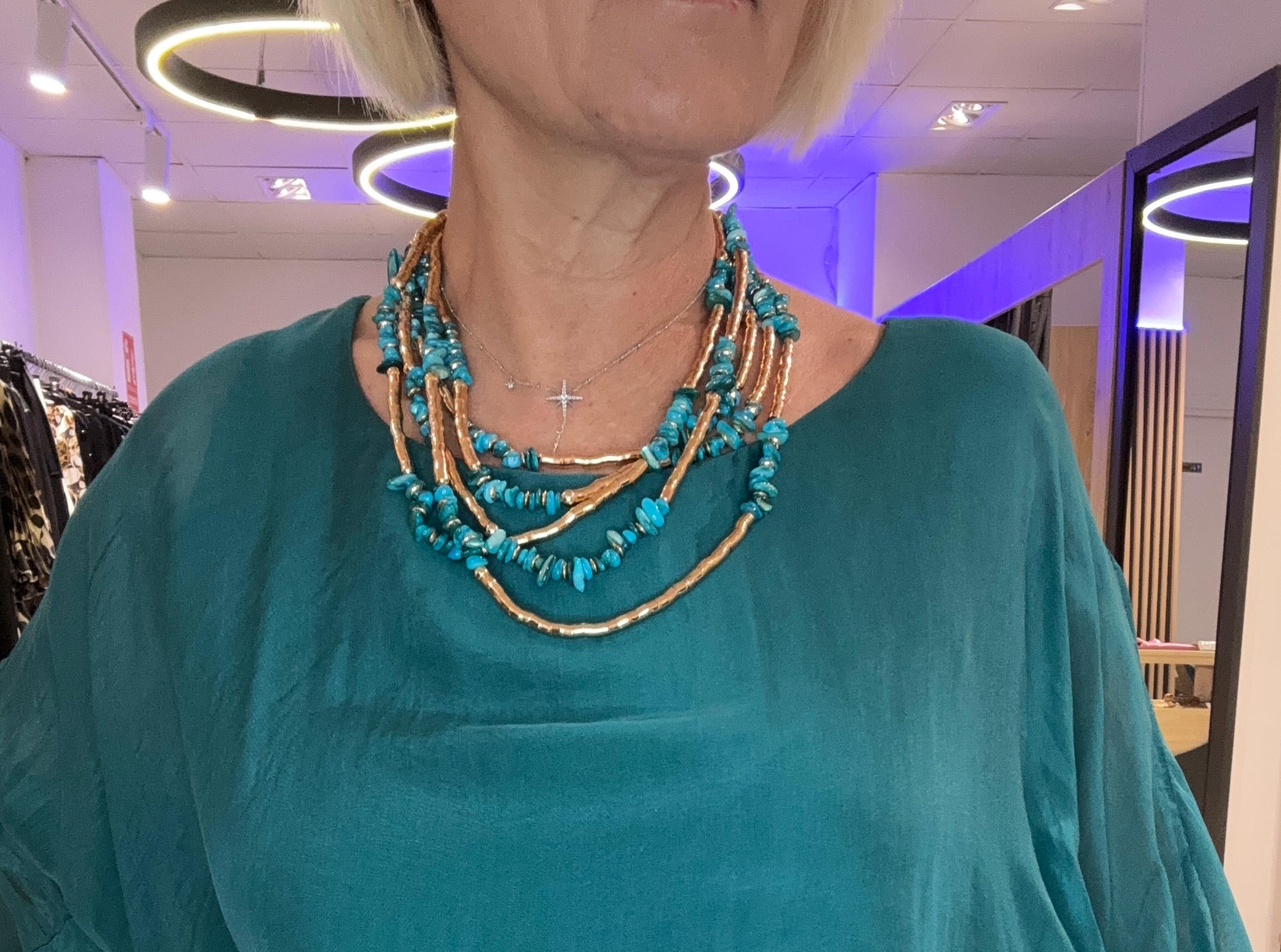 Collar acero Turquesa