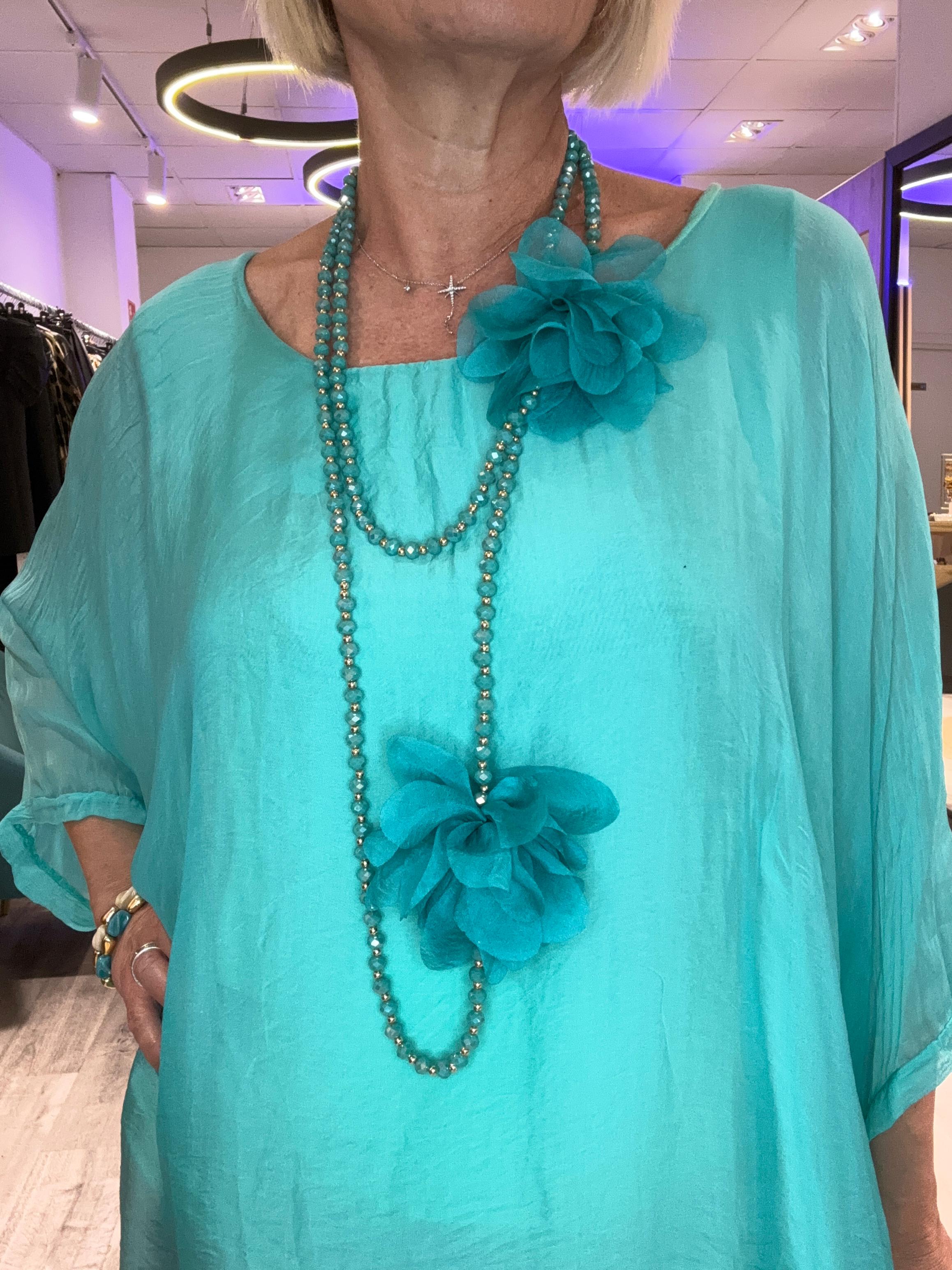 Collar Flor turquesa