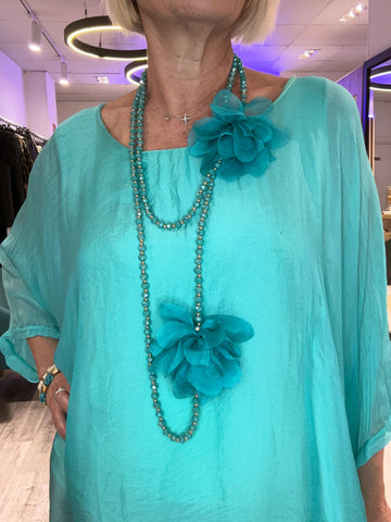 Collar Flor turquesa