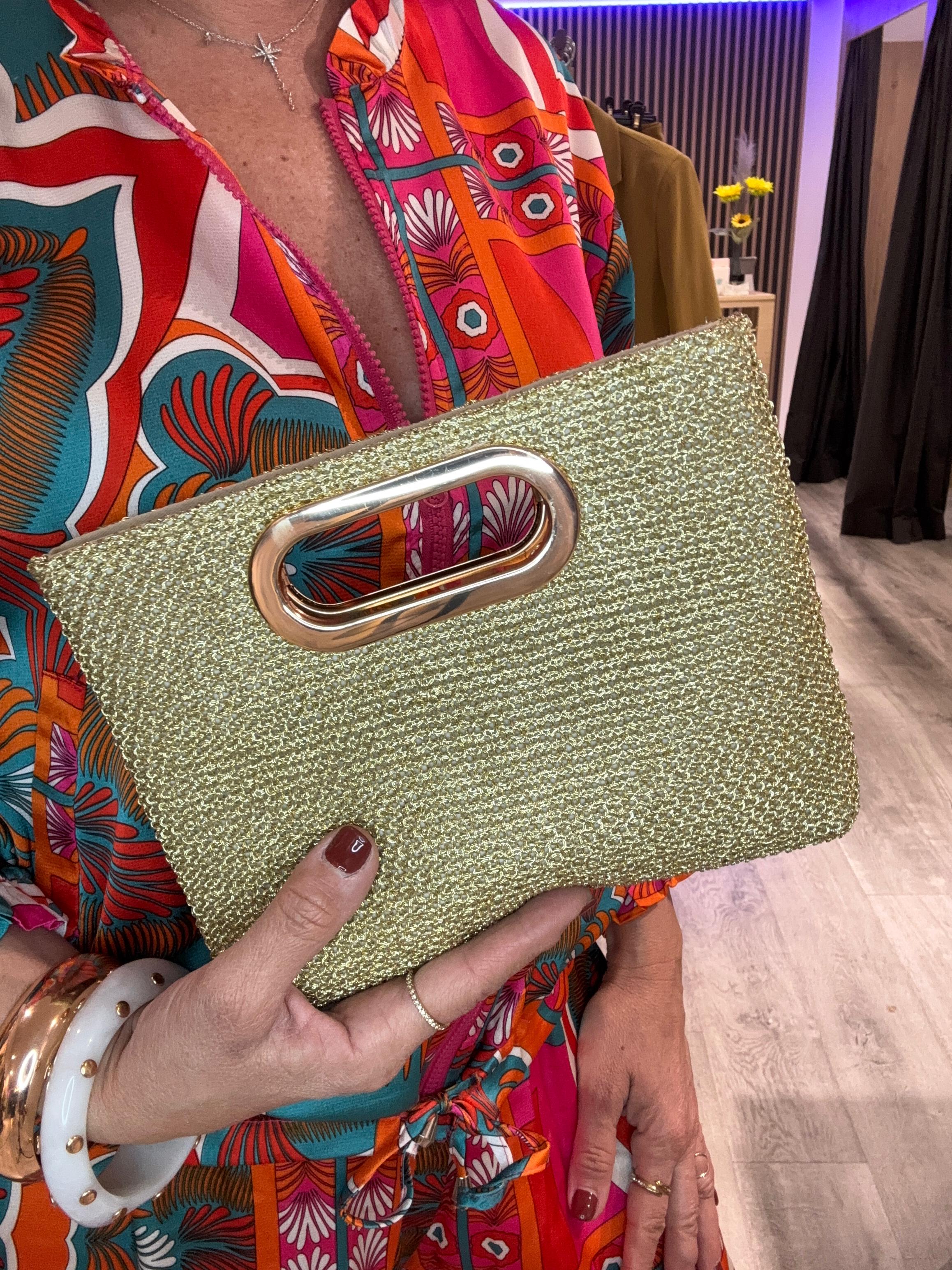 Bolso de  Mano Asas Dorado
