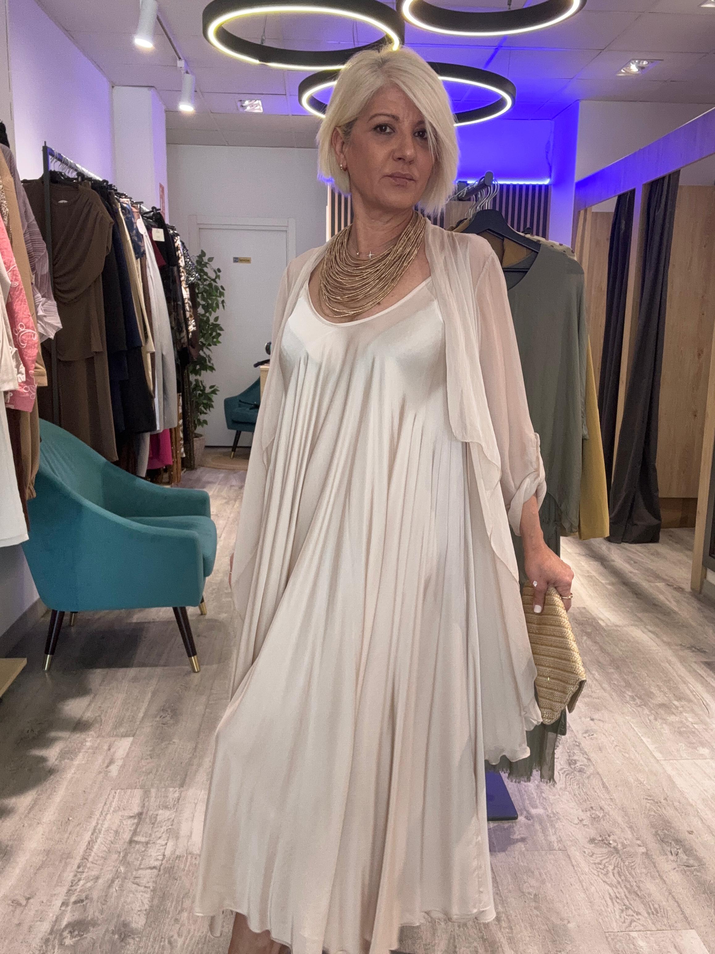 Vestido lencero seda Marfil
