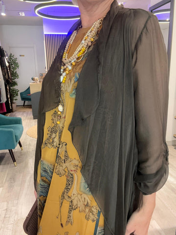 Caftan seda marrón chocolate
