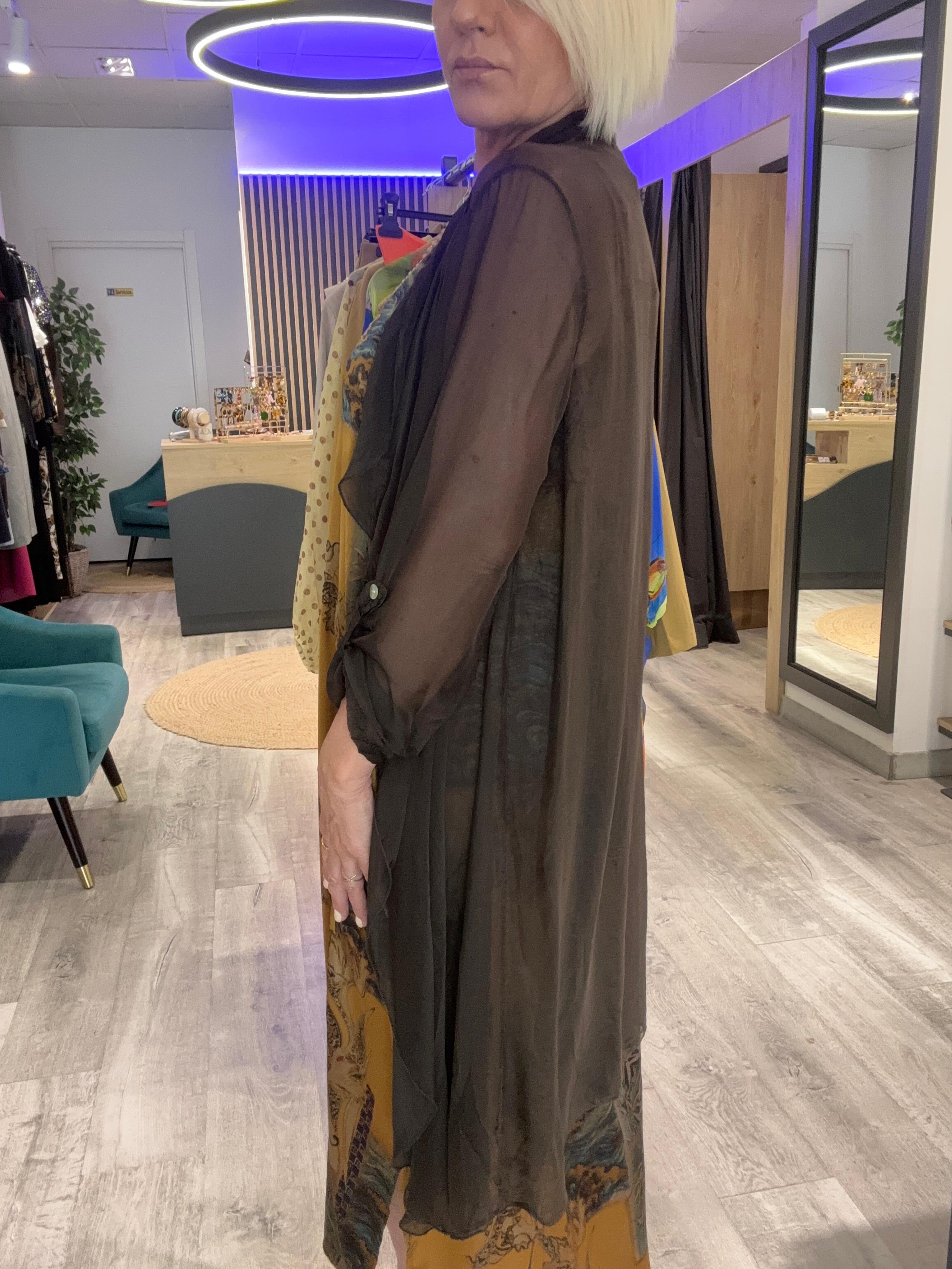 Caftan seda marrón chocolate
