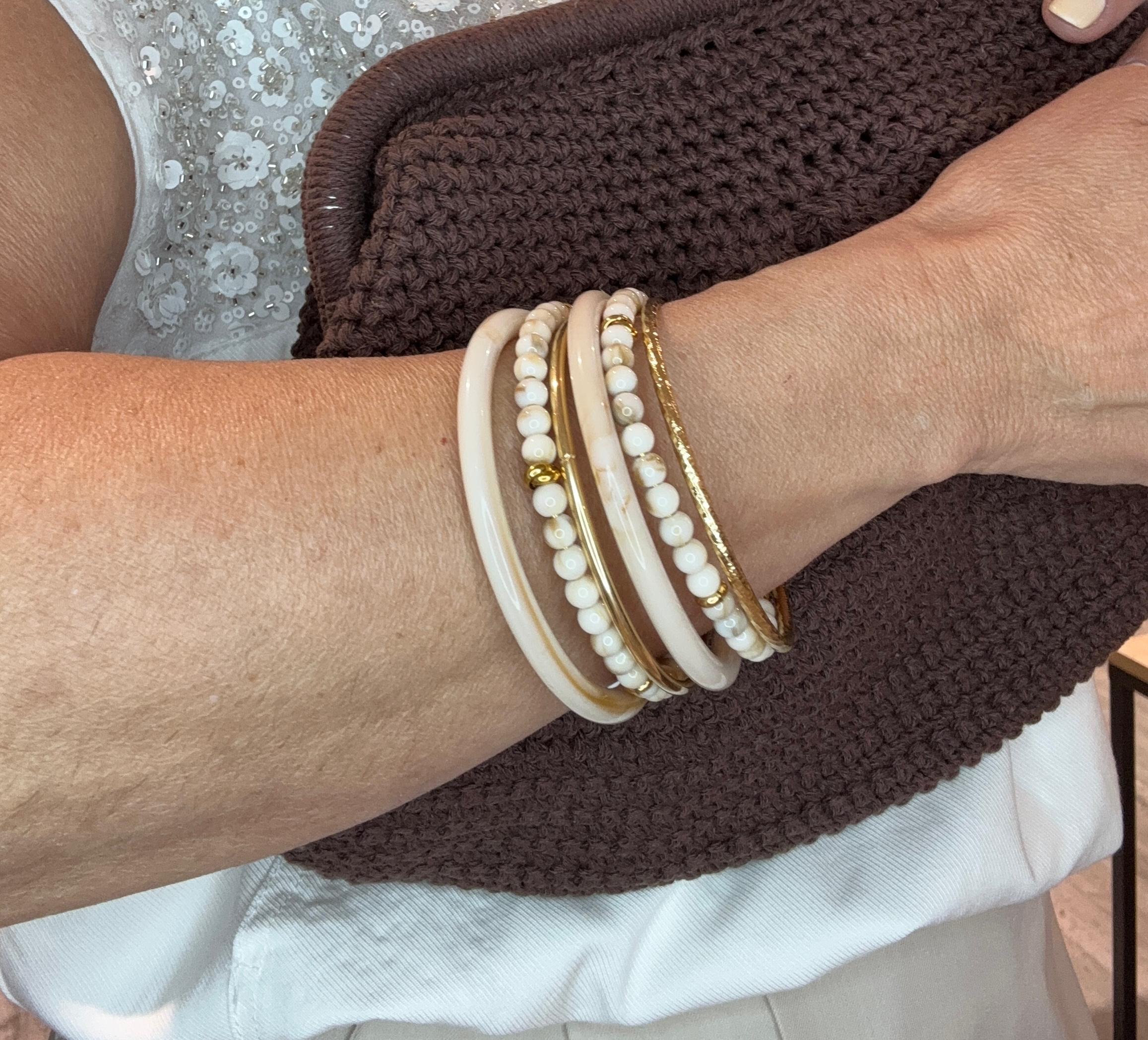 Juego de pulseras acero y resina Boho