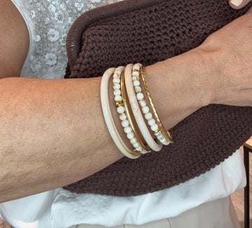 Juego de pulseras acero y resina Boho