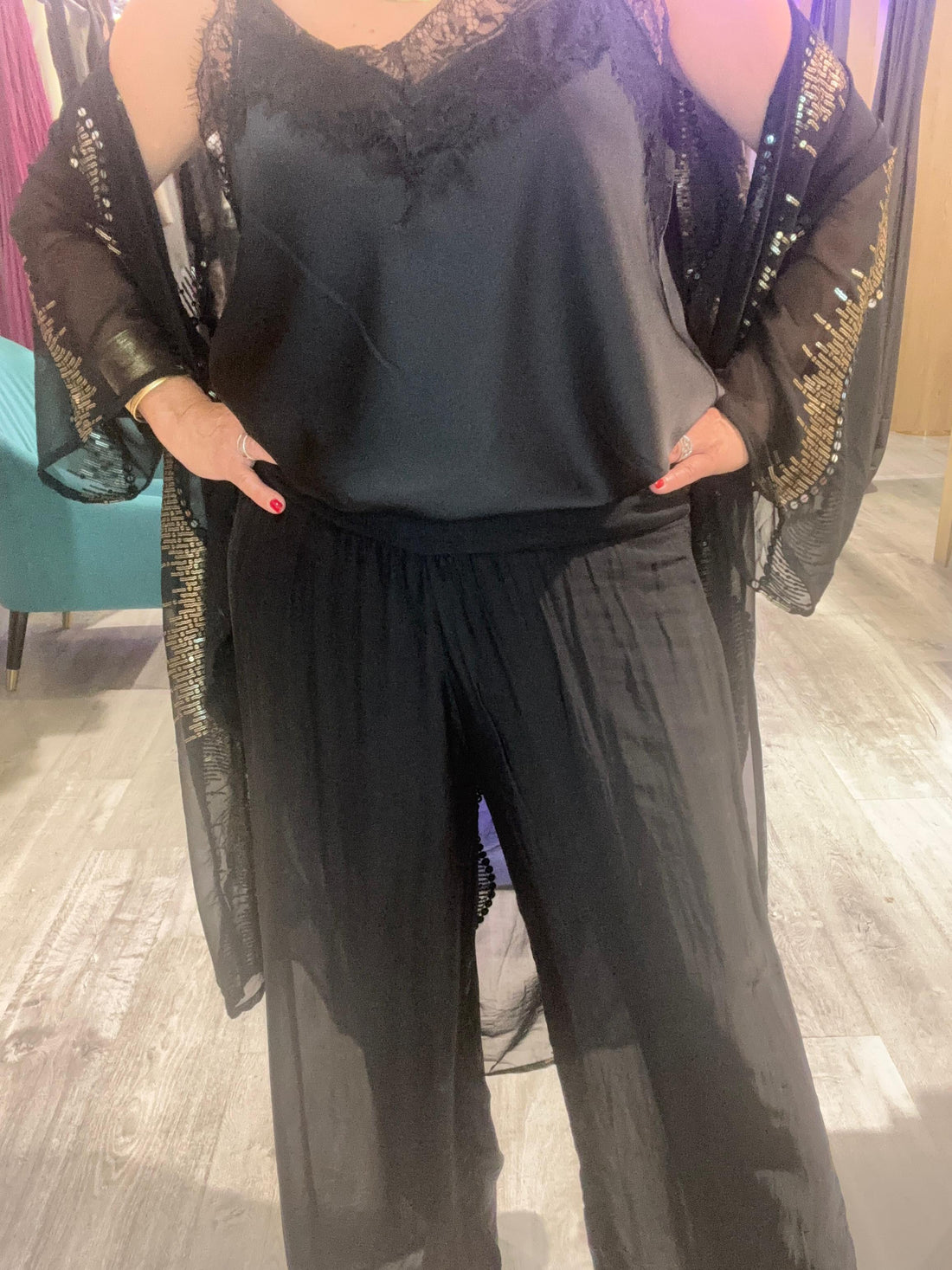 Pantalón seda negro