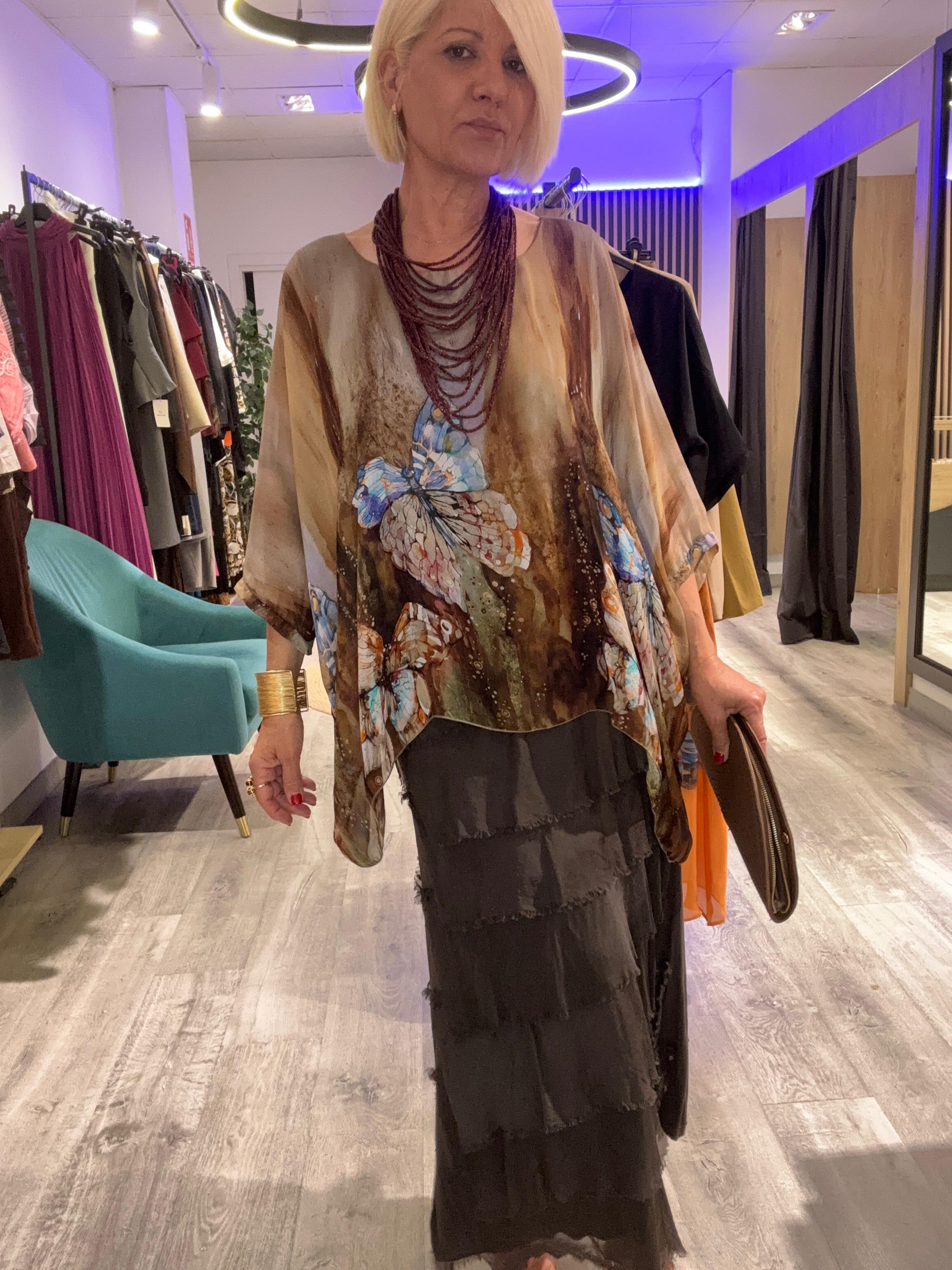 Conjunto falda y blusa seda Papillon
