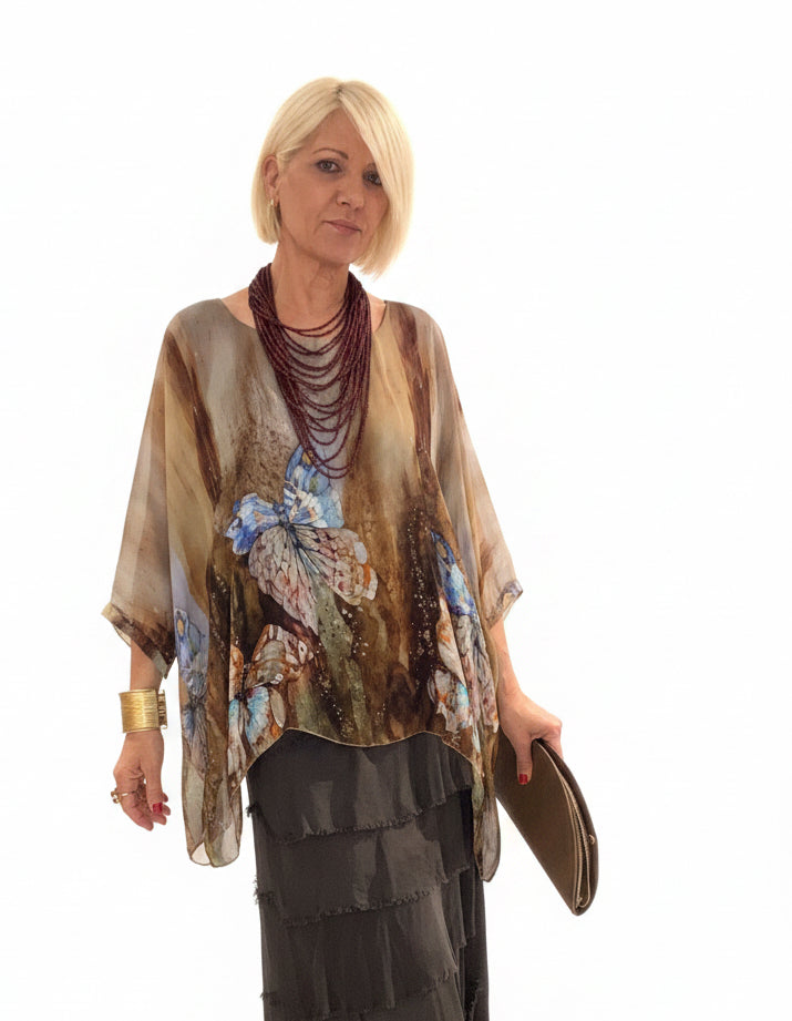 Conjunto falda y blusa seda Papillon
