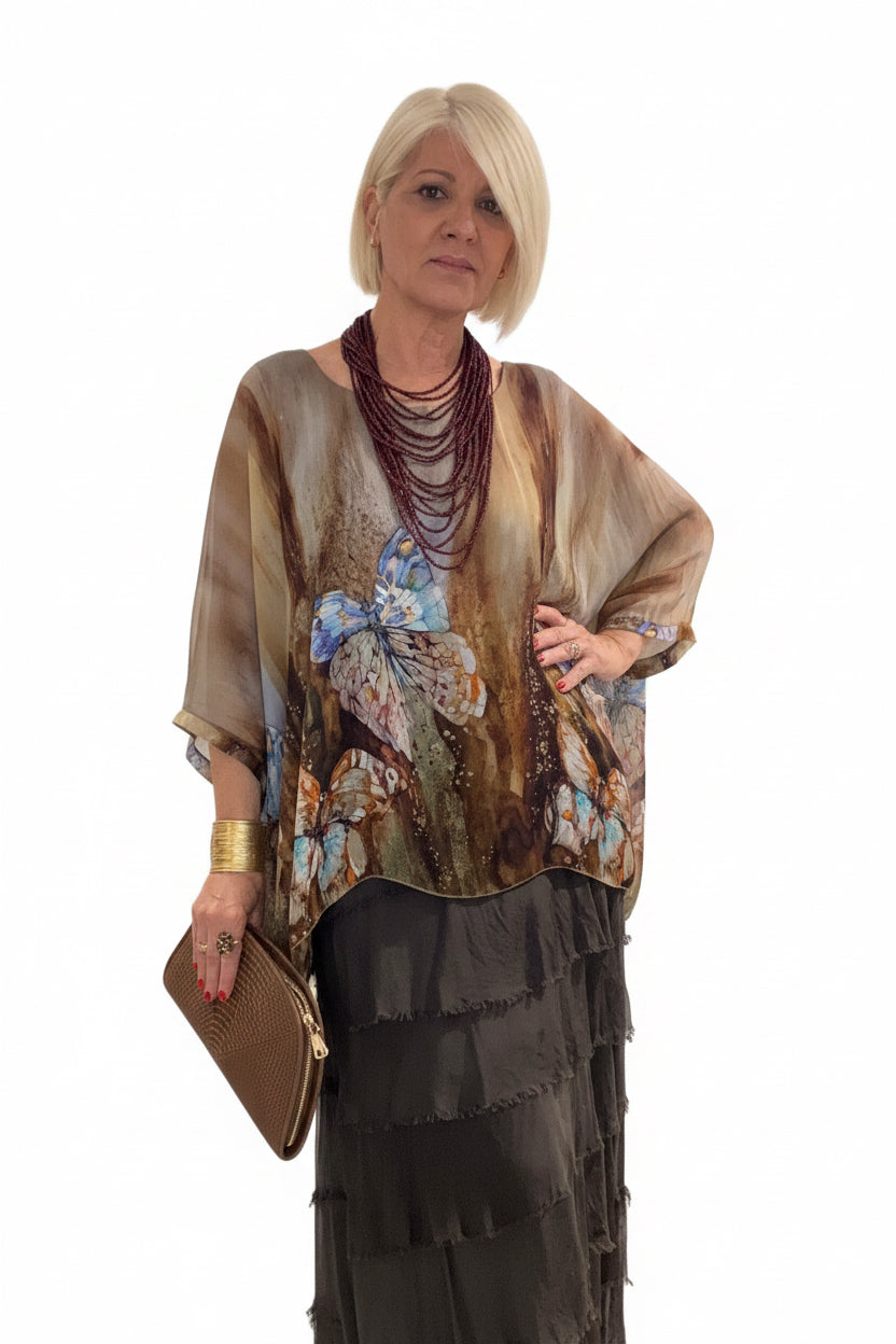 Conjunto falda y blusa seda Papillon
