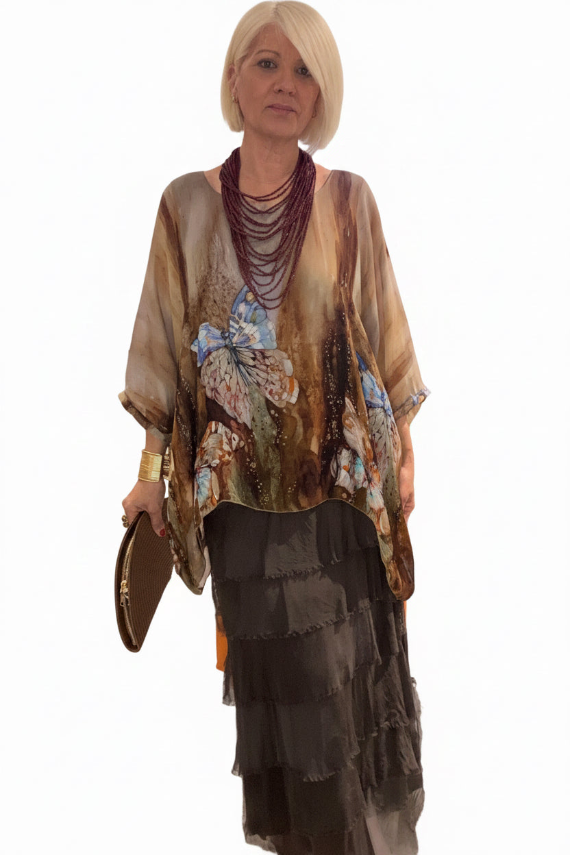 Conjunto falda y blusa seda Papillon