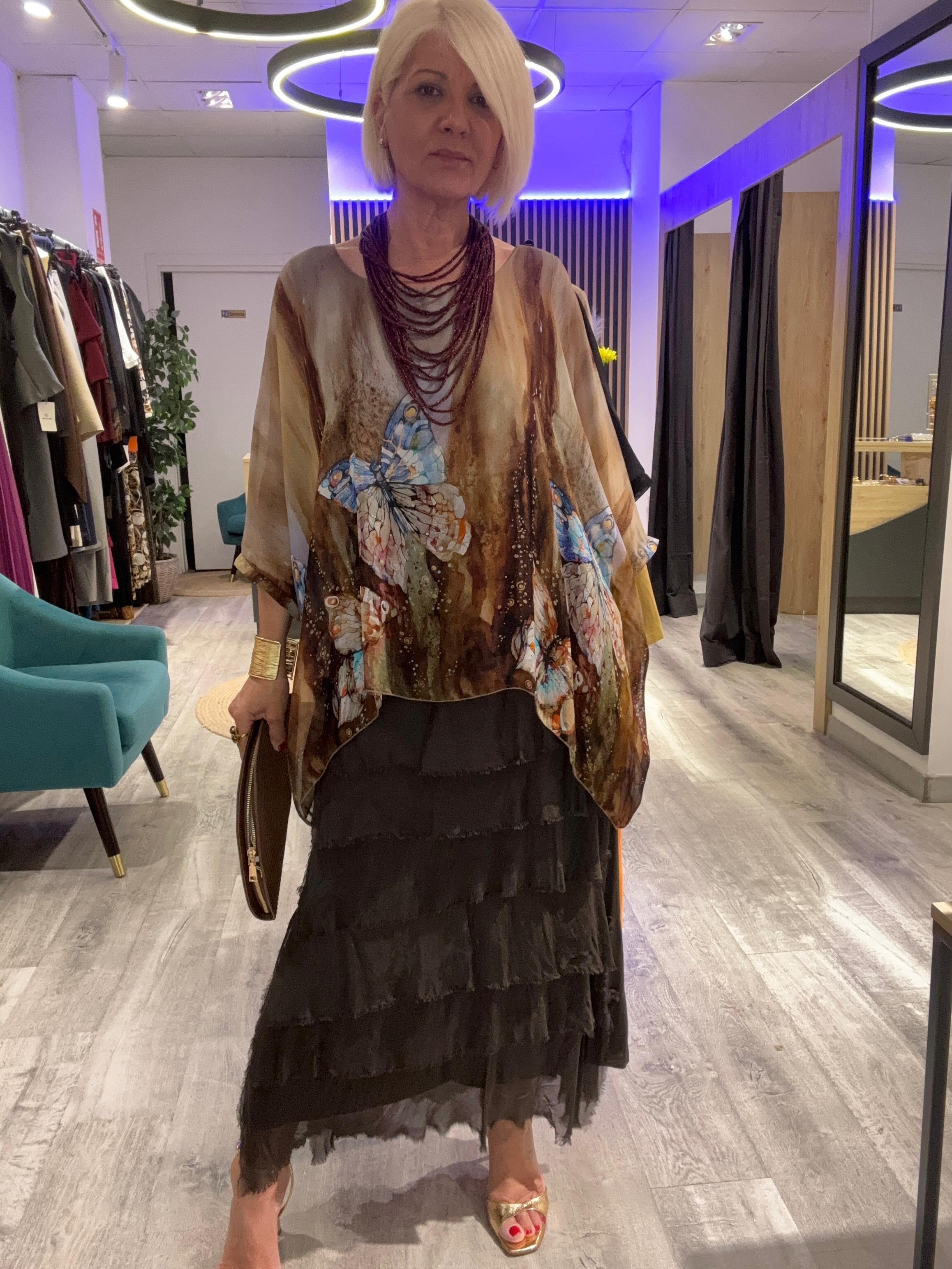 Conjunto falda y blusa seda Papillon