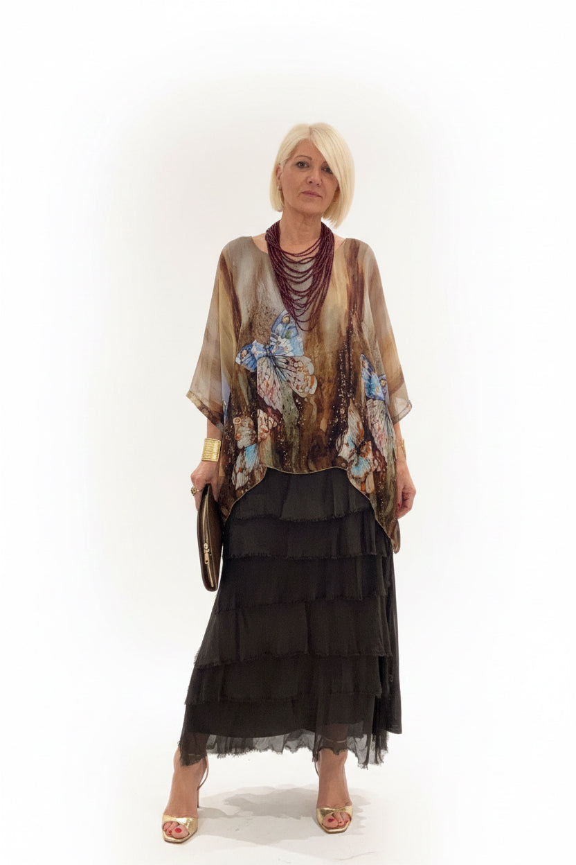 Conjunto falda y blusa seda Papillon