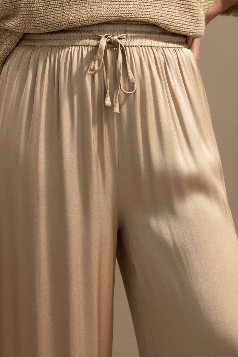 Pantalón satén   Color Dorado