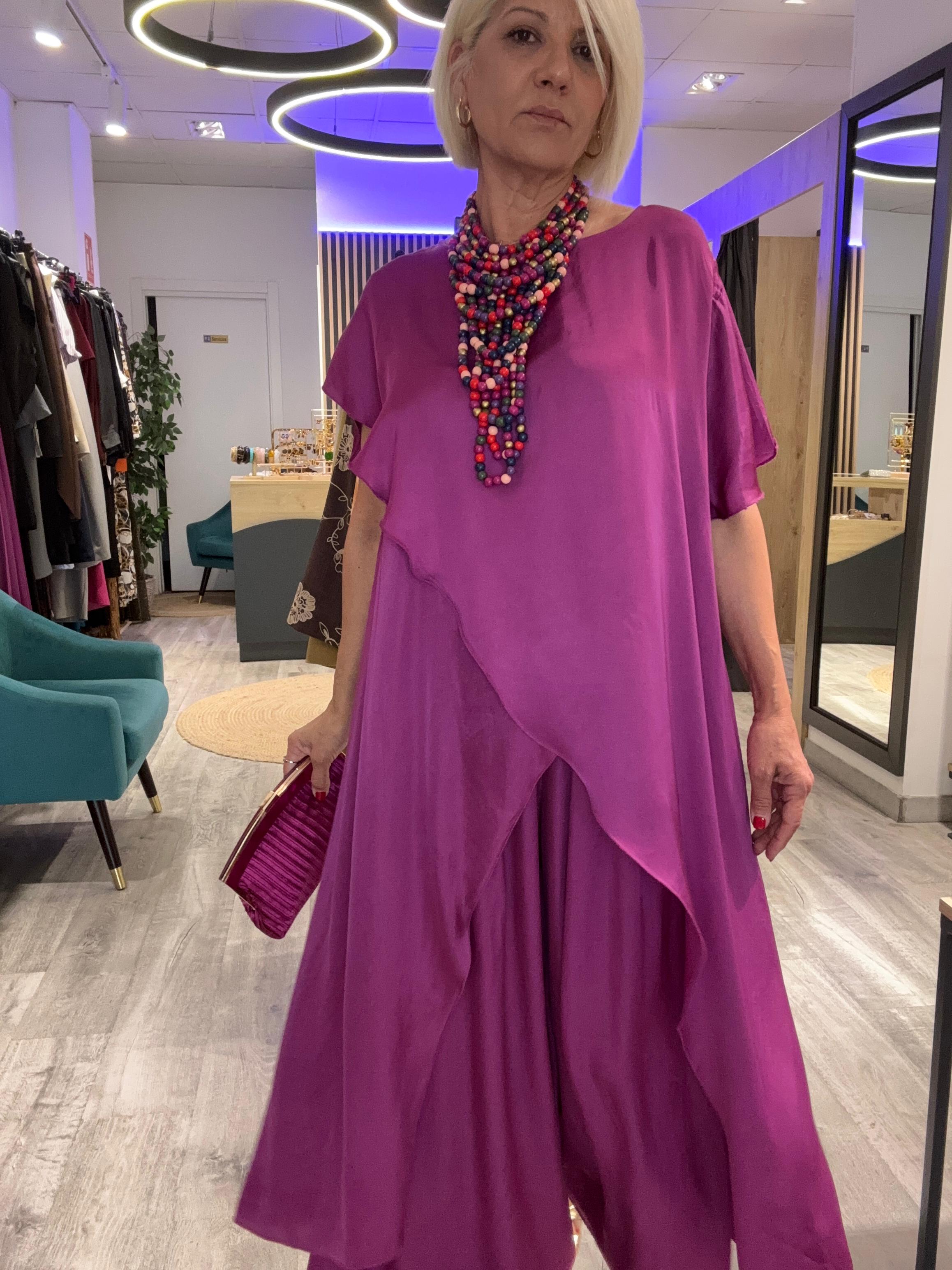 Conjunto satén Magenta