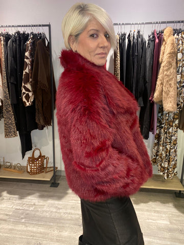 Chaqueta Pelo Burdeos - Calidez Boho-Luxe Talla Única 38-42