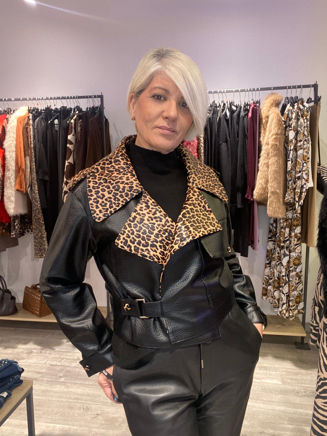 Chaqueta Biker Print Polipiel - Animal Print Boho-Rock Tallas M/L