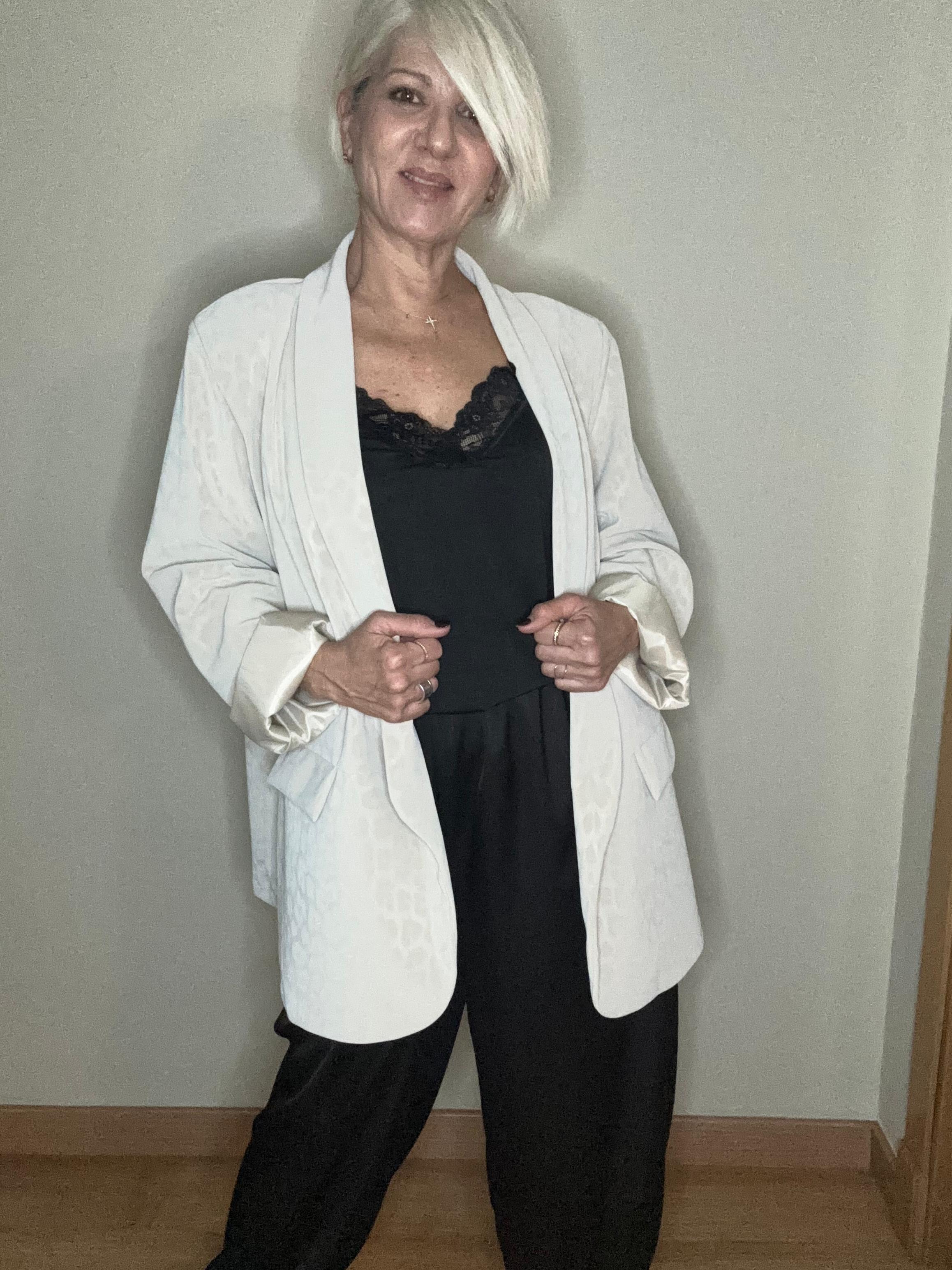 Blazer Bianca polipiel estampado print (Curvi)