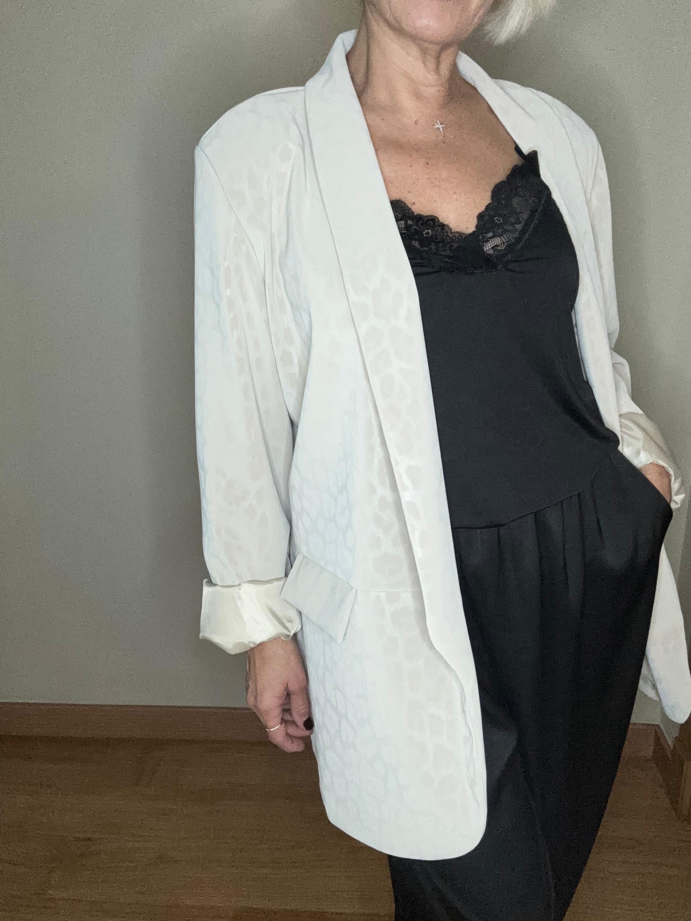 Blazer Bianca polipiel estampado print (Curvi)