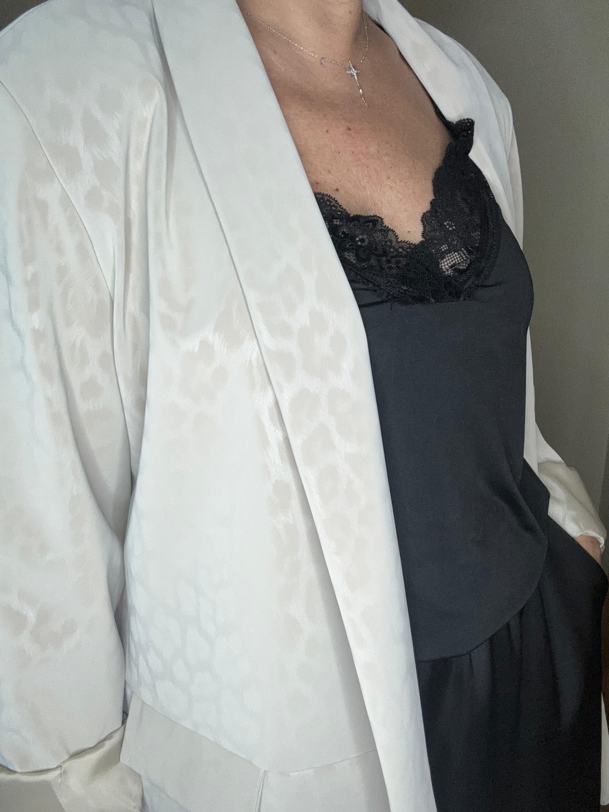 Blazer Bianca polipiel estampado print (Curvi)