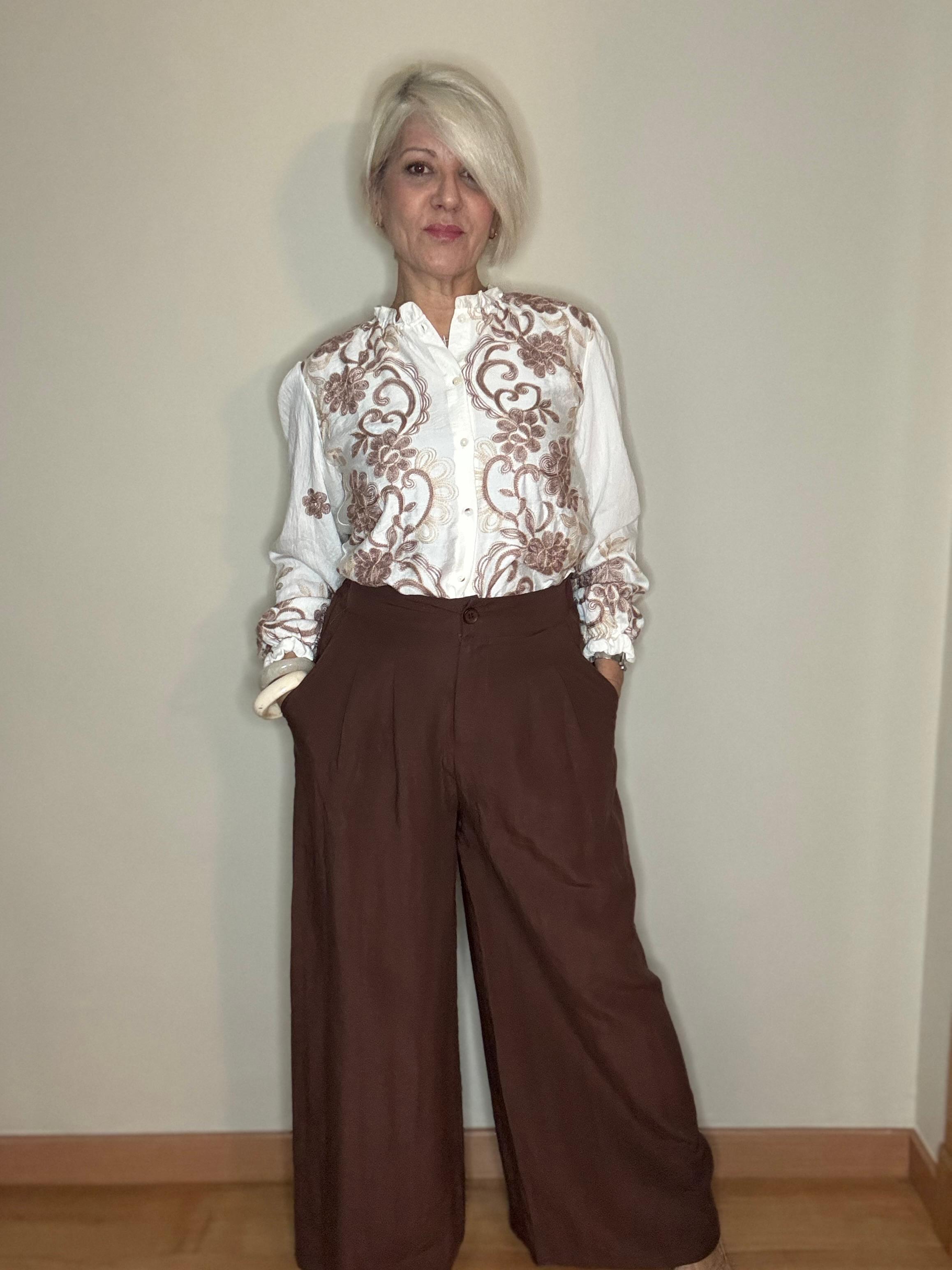 Pantalón pinza marrón