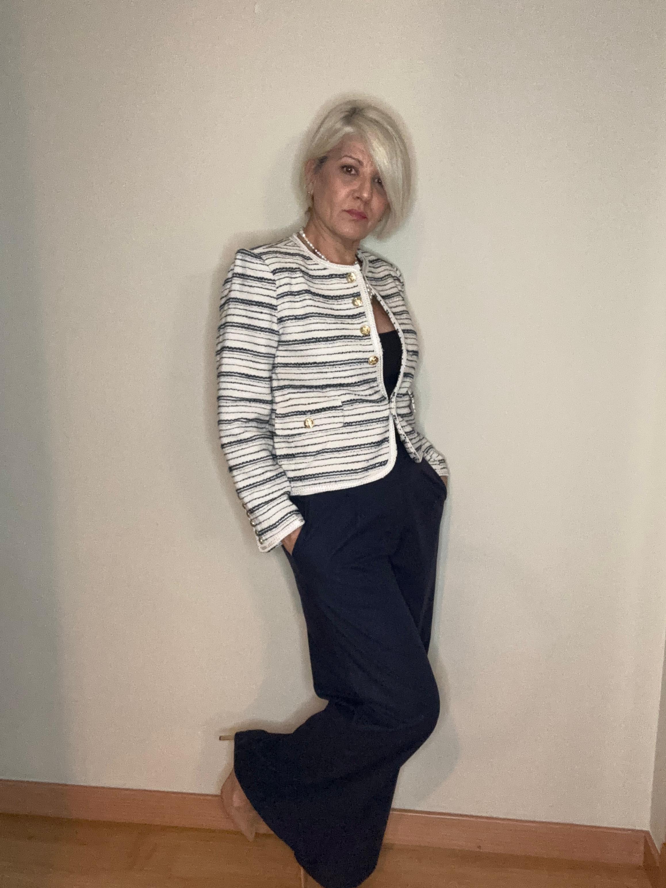 Pantalón pinza Palazo azul