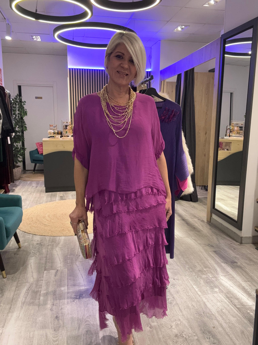 Vestido Adriana color rosa Magenta