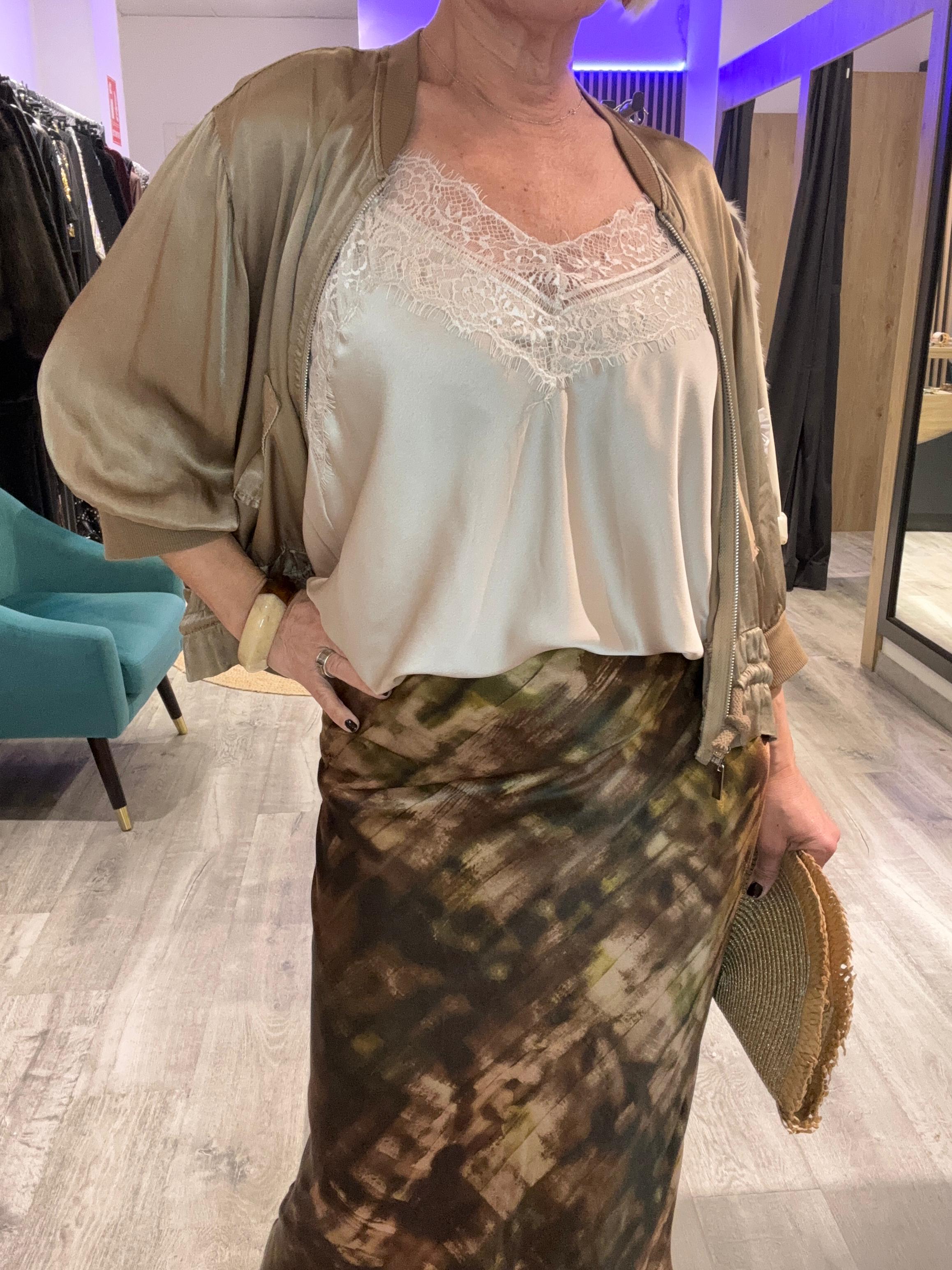 Falda Nicol  estampada satinada