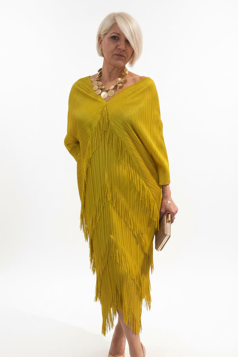Vestido flecos Amarillo