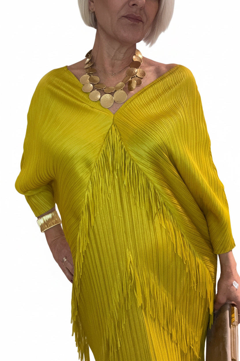 Vestido flecos Amarillo