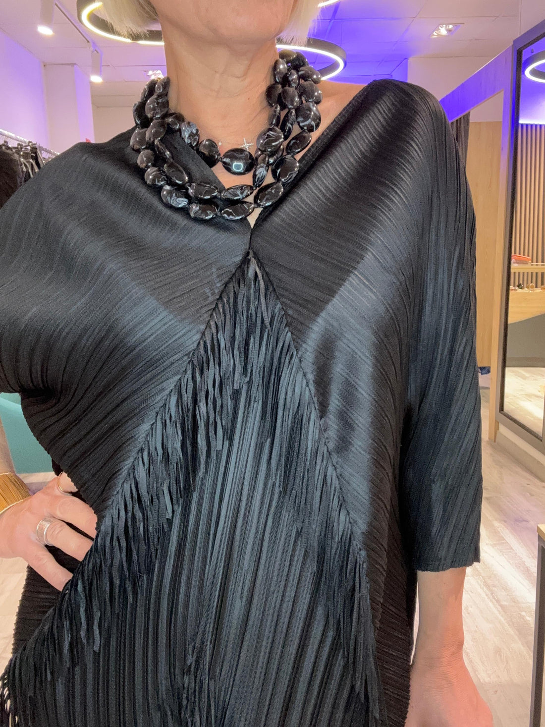 Vestido Flecos Negro