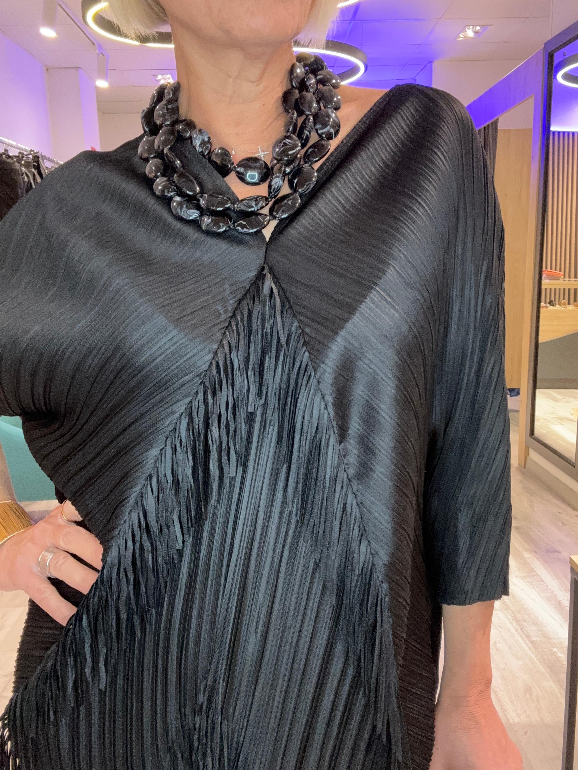Vestido Flecos Negro