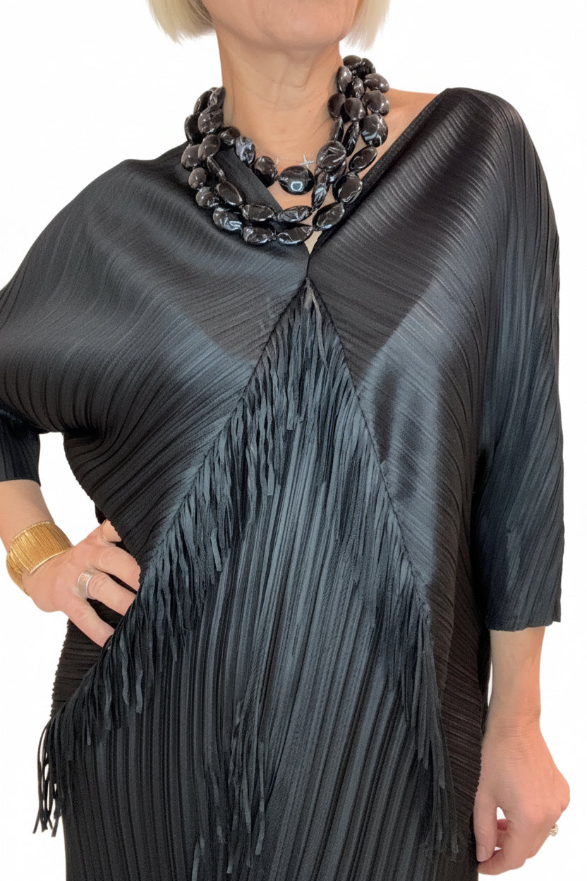 Vestido Flecos Negro