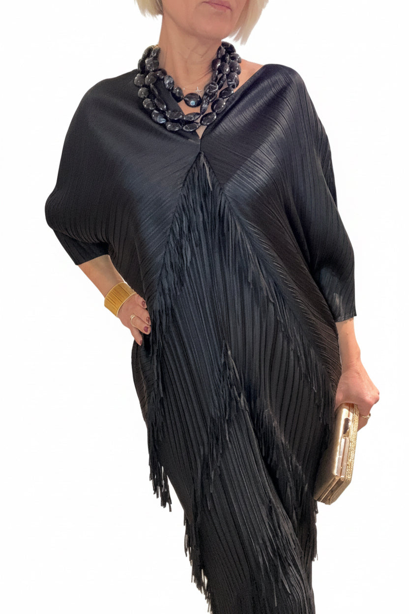 Vestido Flecos Negro