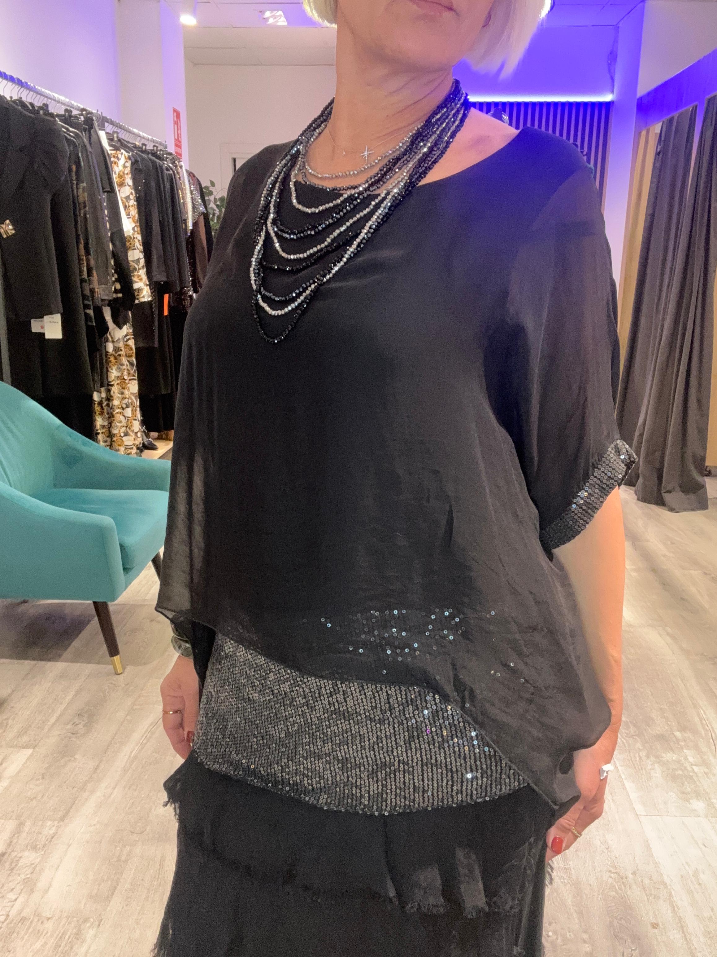 Conjunto seda Coral black