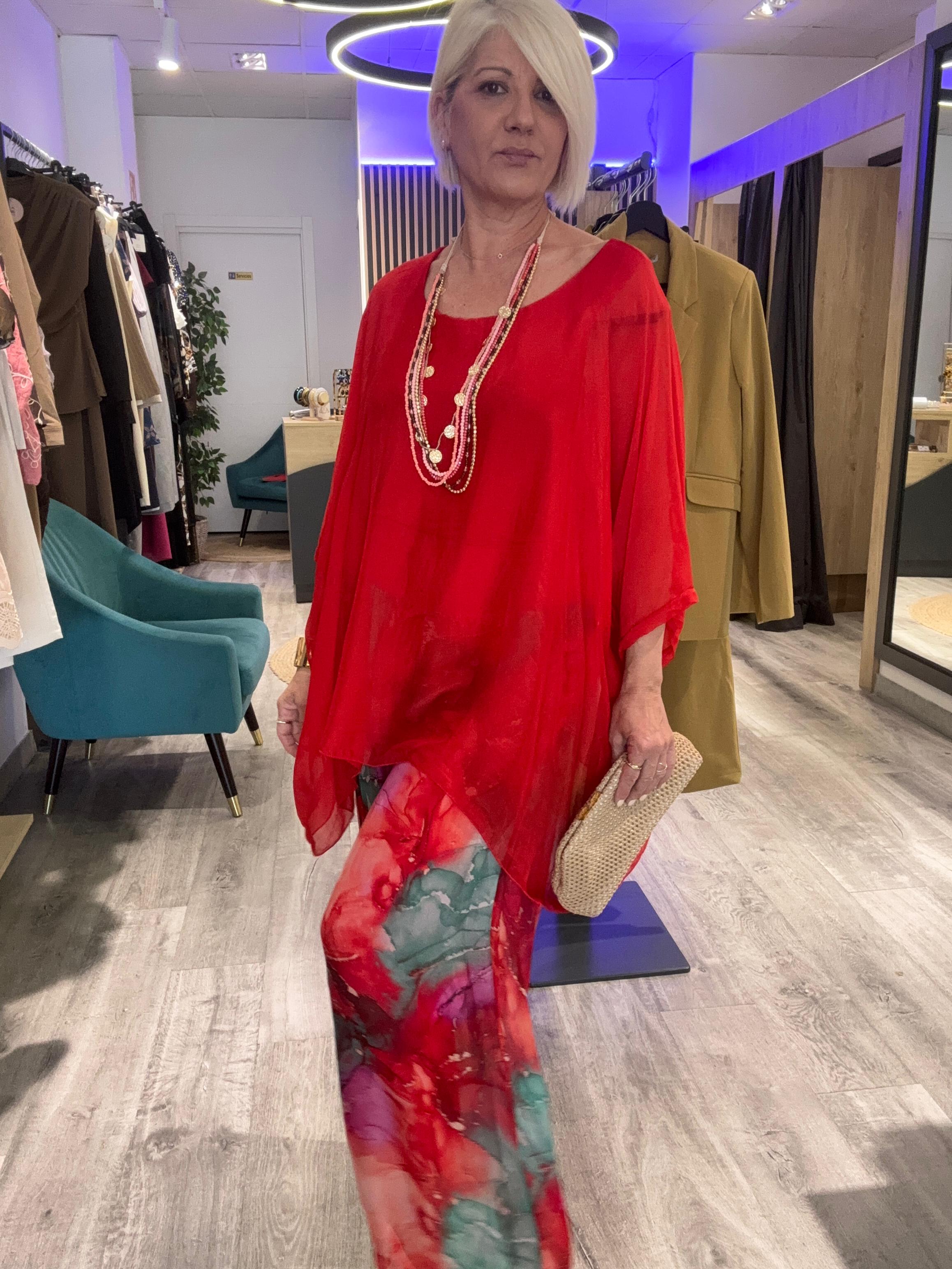 Conjunto seda Palermo rojo