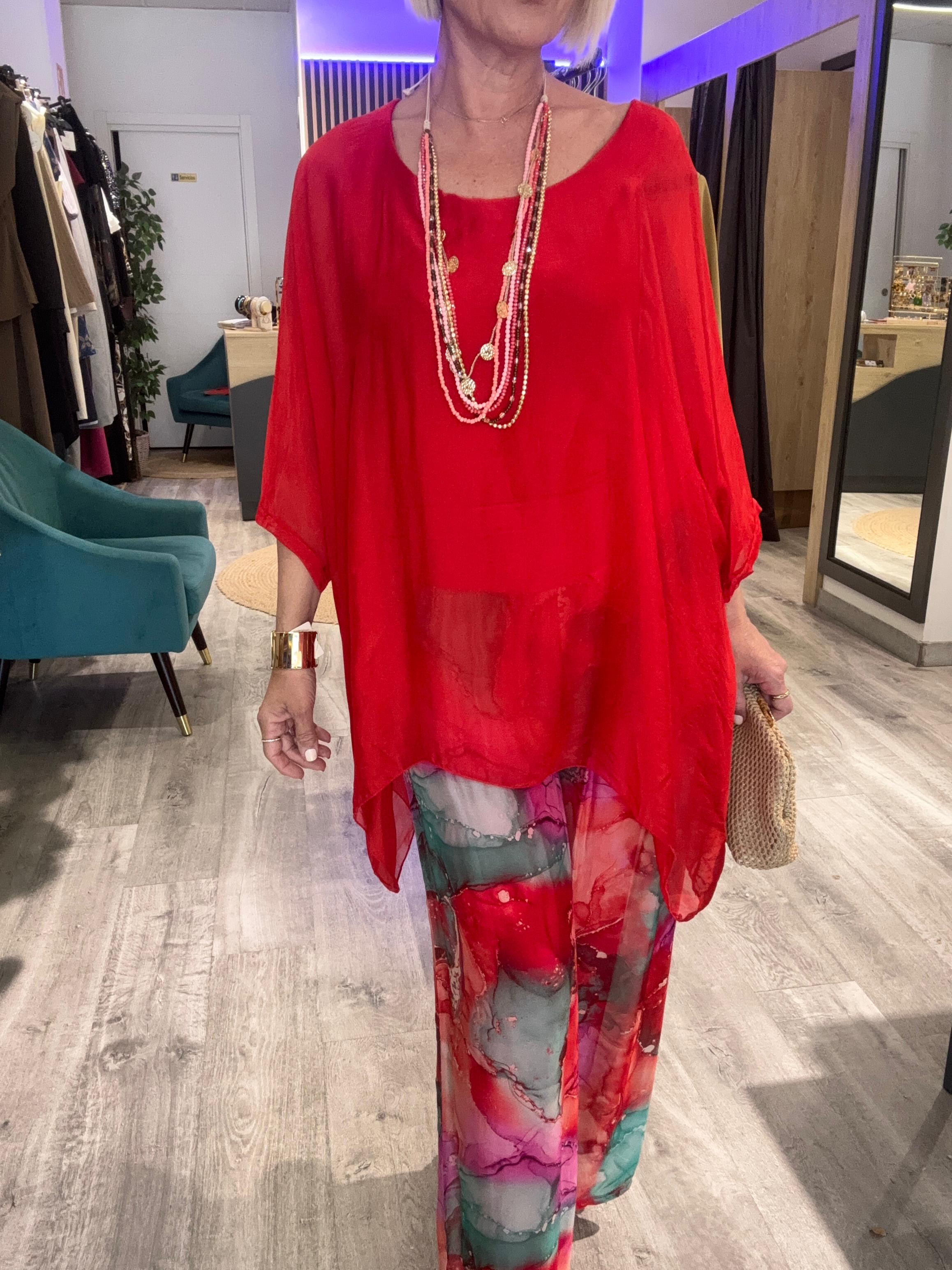 Conjunto seda Palermo rojo