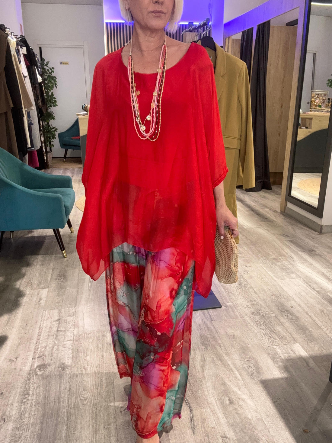 Conjunto seda Palermo rojo