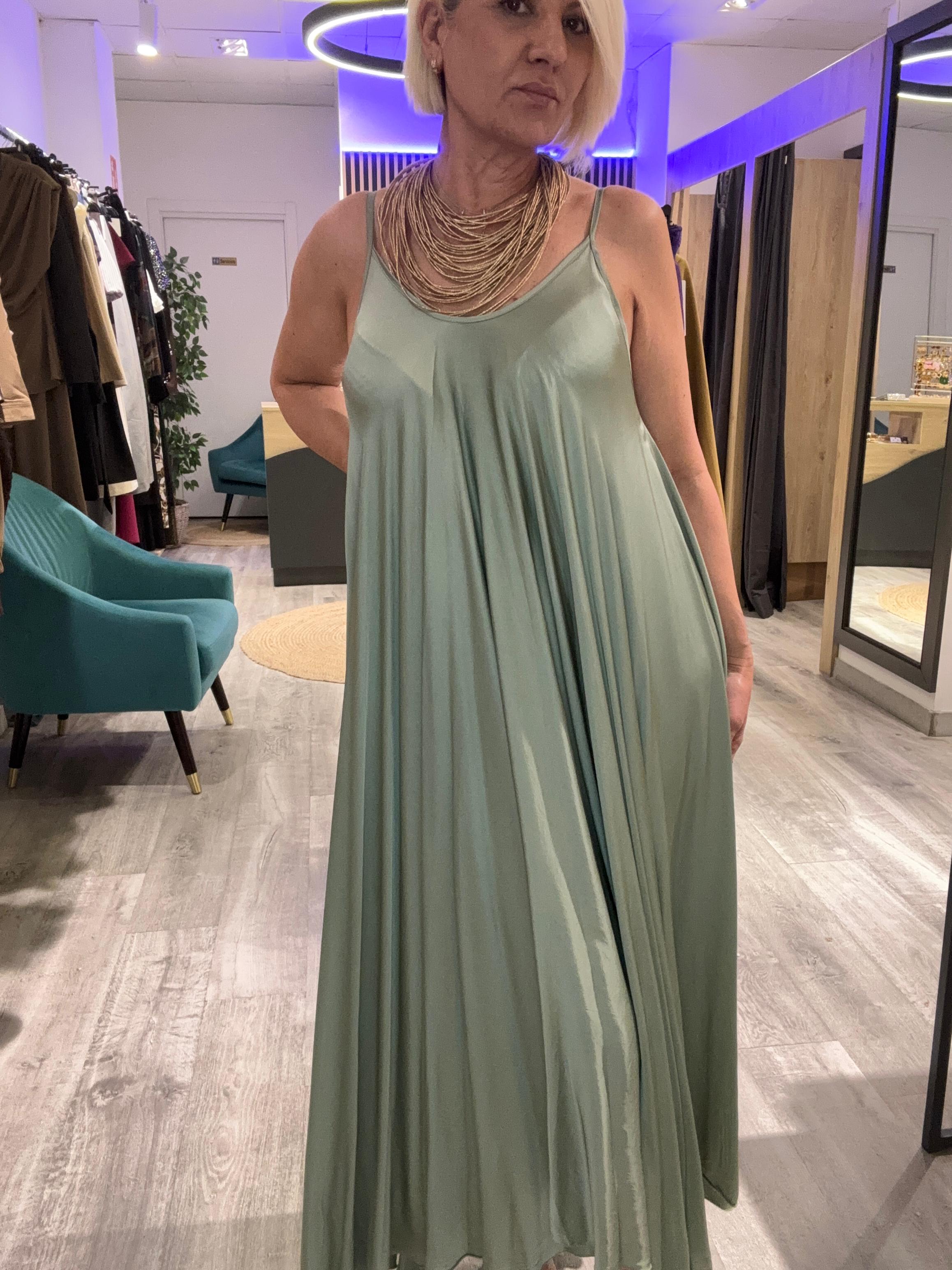 Vestido Lencero seda verde