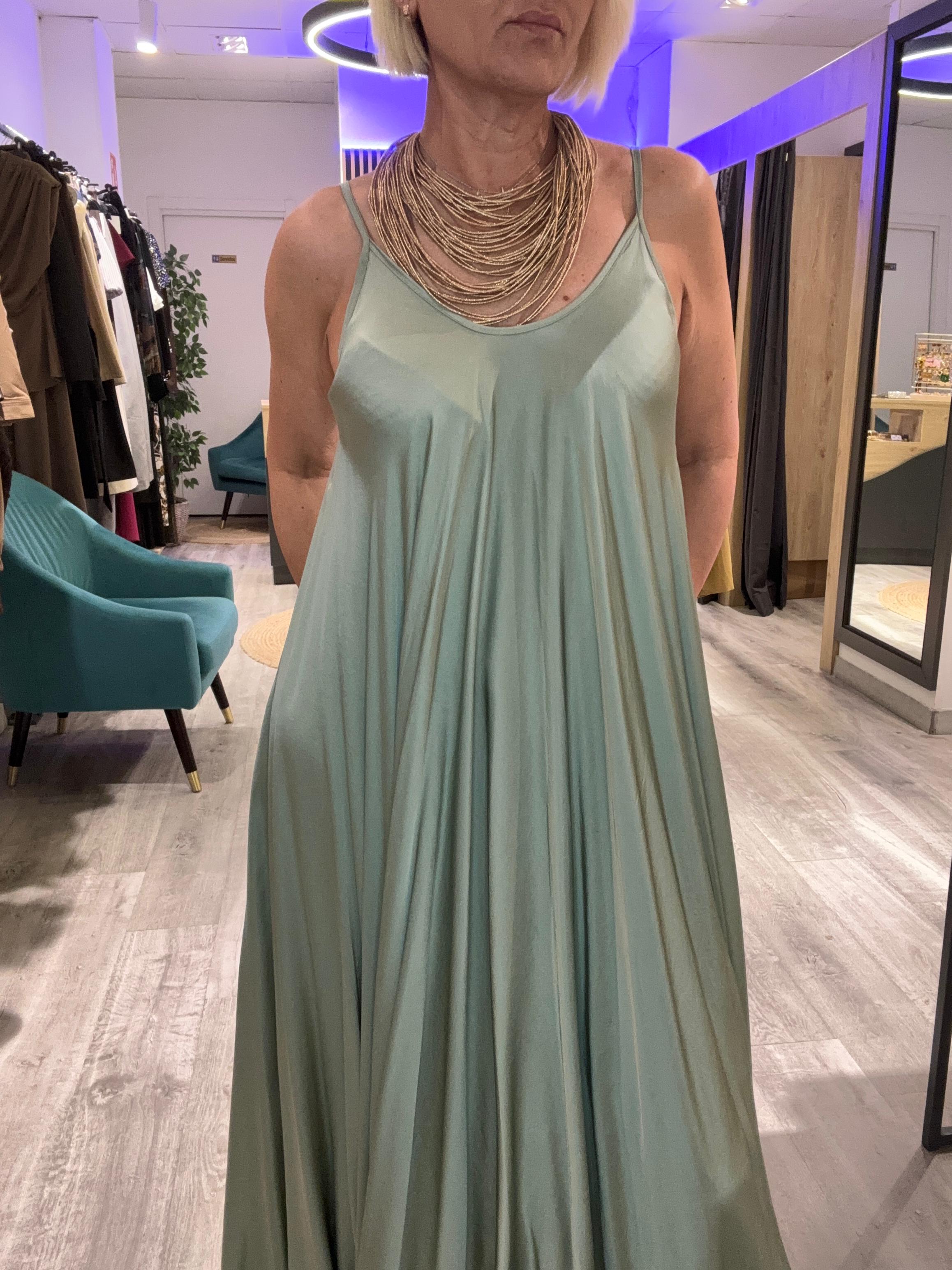 Vestido Lencero seda verde
