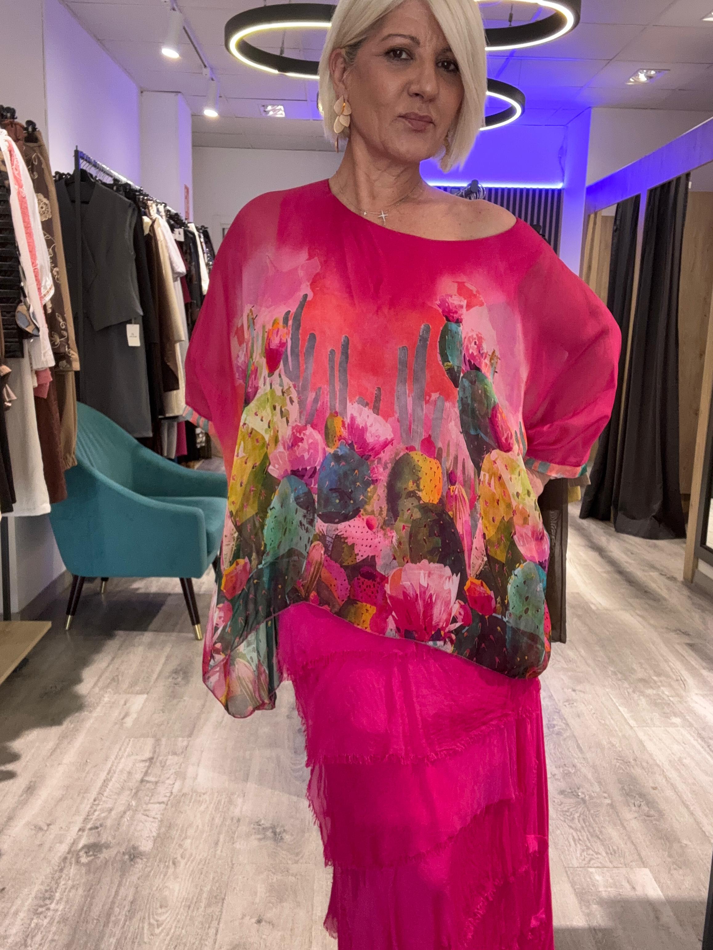 Conjunto seda falda y blusa Thalía