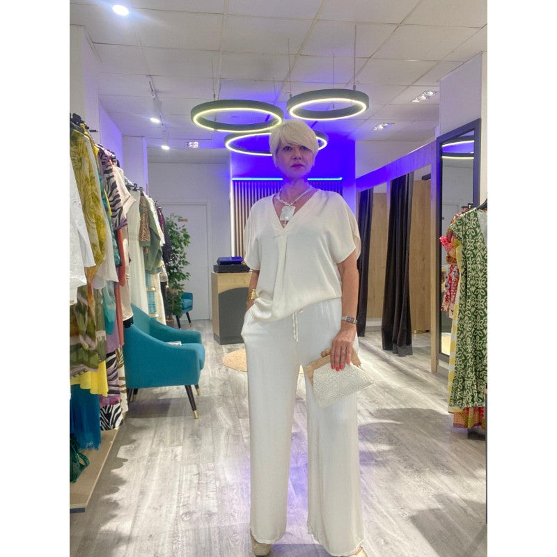 Pantalón blanco satinado